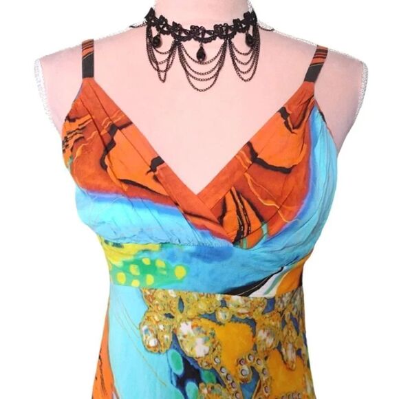 Jams World VTG Colorful Alize Midi Hawaiian Rayon Slip Sundress Small - Picture 7 of 14